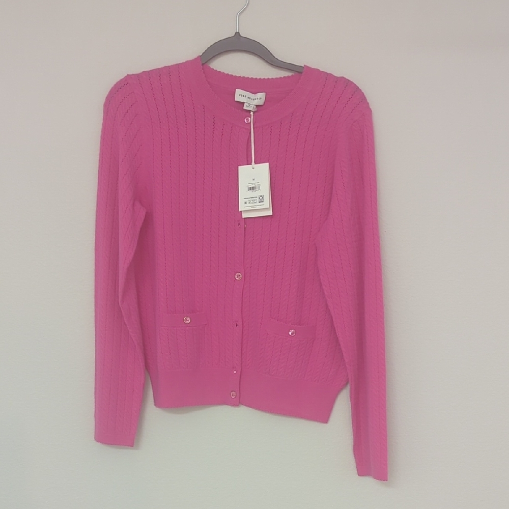 Free Assembly Pink Cable Knit Women's Sweater Medium